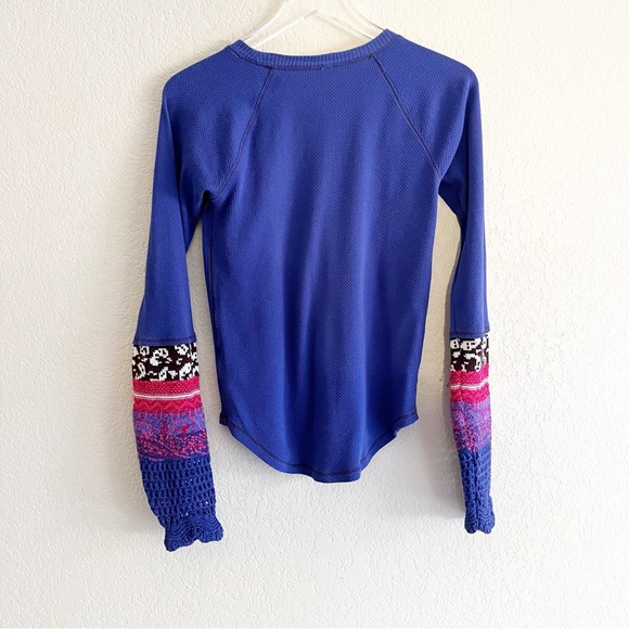 FREE PEOPLE In The Mix Cuff Thermal Waffle Shirt Size Medium - Picture 9 of 11